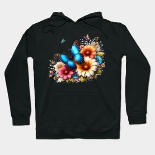 A butterfly decorated with beautiful colorful flowers. Hoodie